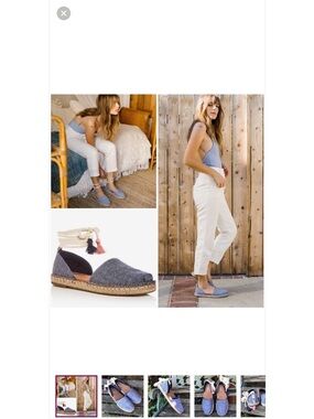 Toms Blue Denim Canvas Espadrille with Ankle Wrap Size 9 GUC